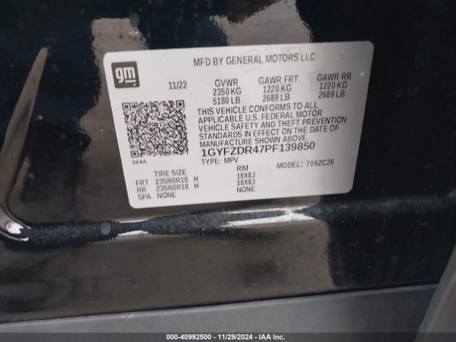 1GYFZDR47PF139850 Cadillac Xt4 Awd Premium Luxury