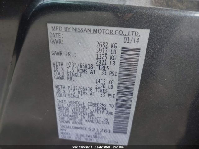 5N1AL0MM9EC521261 Infiniti QX60