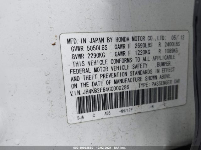 2012 ACURA RL JH4KB2F64CC000286 Photo 8