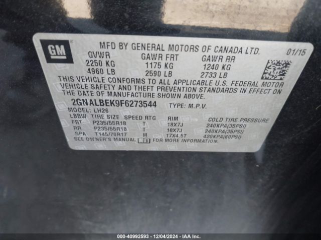 2GNALBEK9F6273544 Chevrolet EQUINOX 1LT