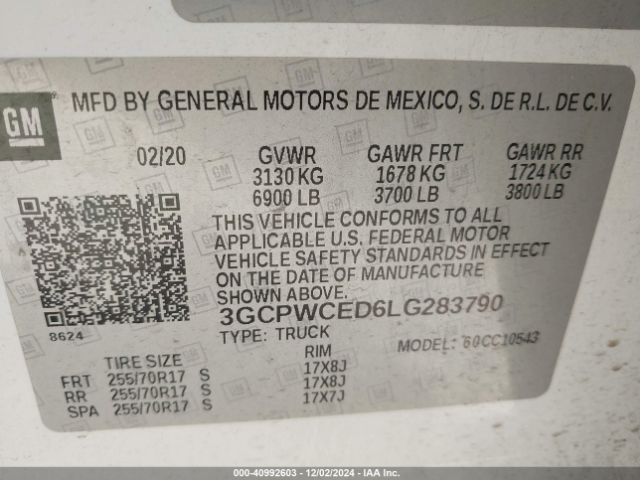 3GCPWCED6LG283790 Chevrolet Silverado 1500 2wd  Short Bed Lt