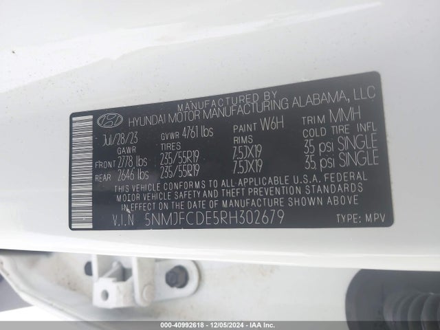 Hyundai TUCSON SEL 2024 5NMJFCDE5RH302679 Image 9