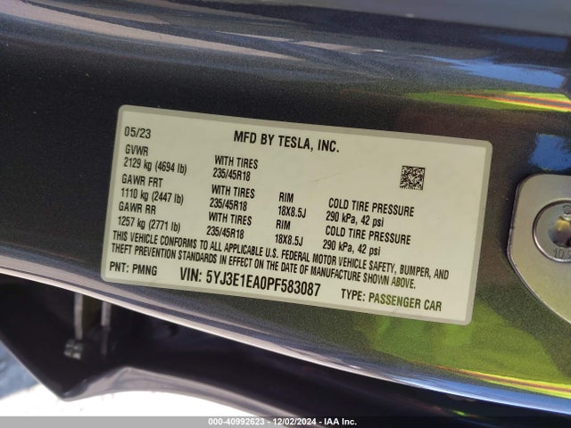 2023 TESLA MODEL 3 5YJ3E1EA0PF583087 Photo 8
