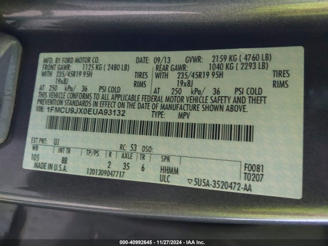 Ford Escape Titanium 2014 1FMCU9JX0EUA93132 Image 9