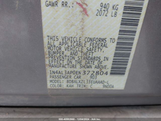 1N4AL3AP0EN372804 Nissan Altima 2.5 Sl