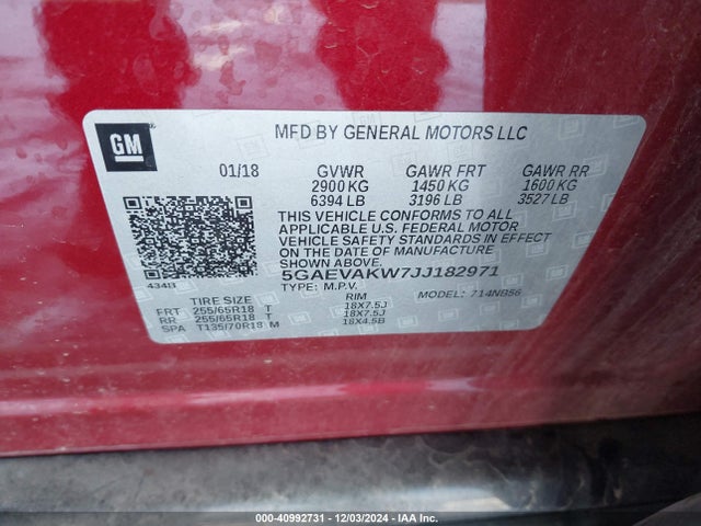 5GAEVAKW7JJ182971 Buick Enclave Essence