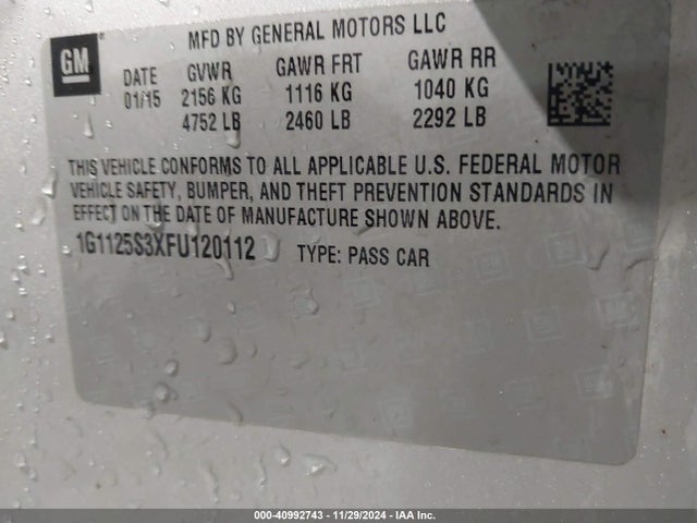 Chevrolet Impala 2lt 2015 1G1125S3XFU120112 Image 9
