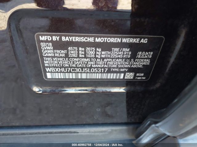 WBXHU7C30J5L05317 BMW X1 Sdrive28i