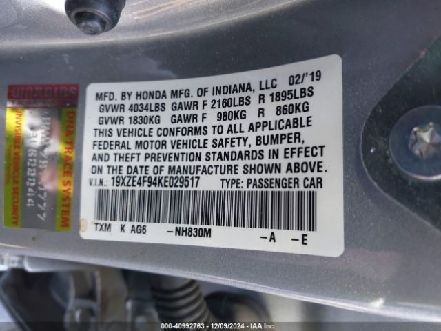19XZE4F94KE029517 Honda Insight Touring