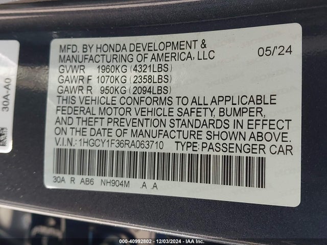 Honda ACCORD EX 2024 1HGCY1F36RA063710 Image 9
