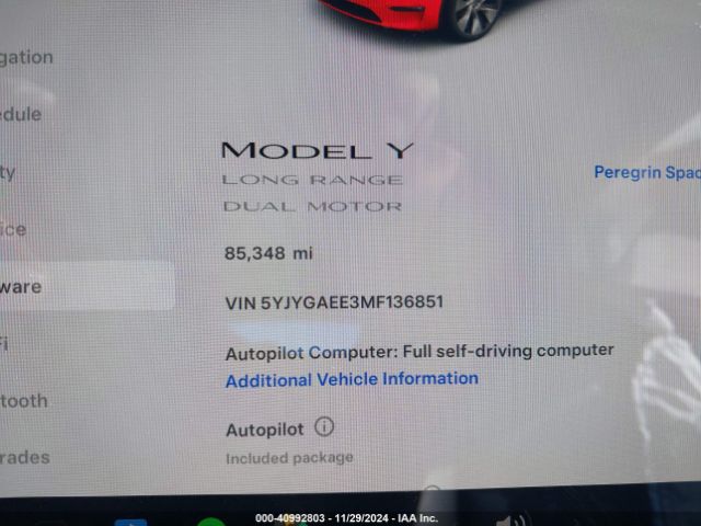5YJYGAEE3MF136851 Tesla Model Y Long Range Dual Motor All-wheel Drive