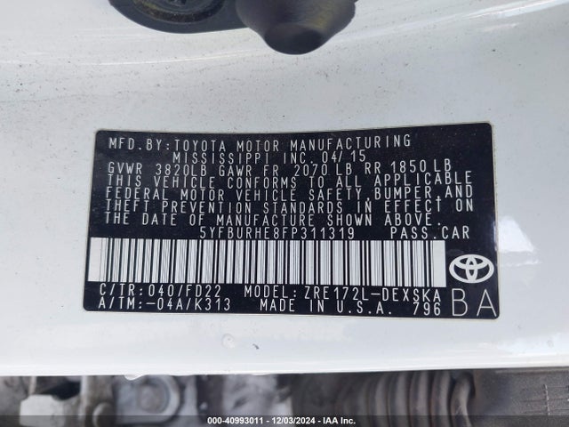 Toyota Corolla S Plus 2015 5YFBURHE8FP311319 Image 9