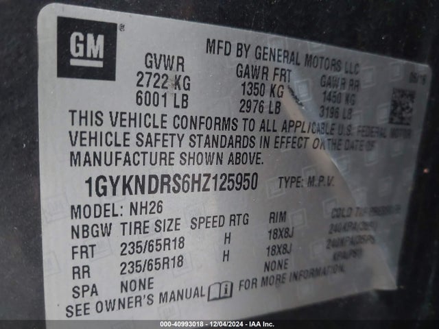2017 CADILLAC XT5 1GYKNDRS6HZ125950 Photo 8