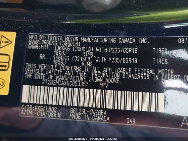 2T2BZMCAXGC053357 Lexus RX 350