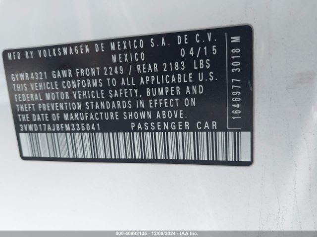 3VWD17AJ8FM335041 Volkswagen Jetta 1.8t Se