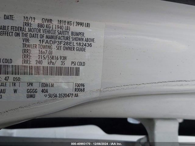 Ford FOCUS SE 2014 1FADP3F28EL182436 Image 9