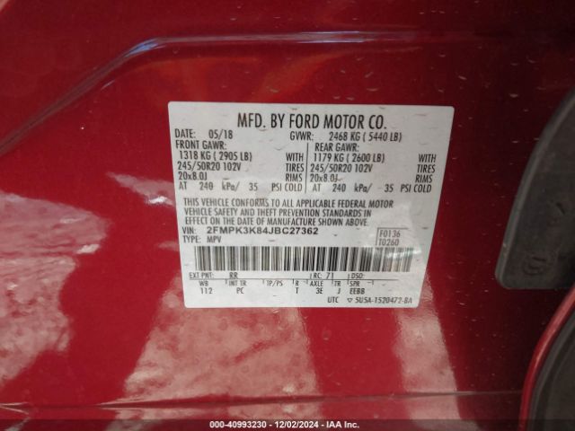 2FMPK3K84JBC27362 Ford Edge Titanium