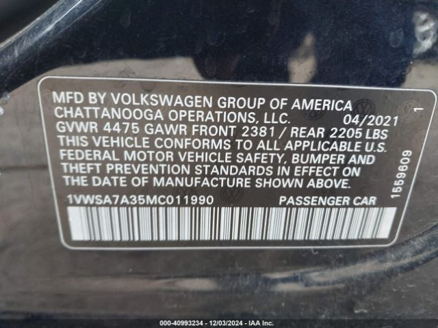 1VWSA7A35MC011990 Volkswagen Passat 2.0t Se