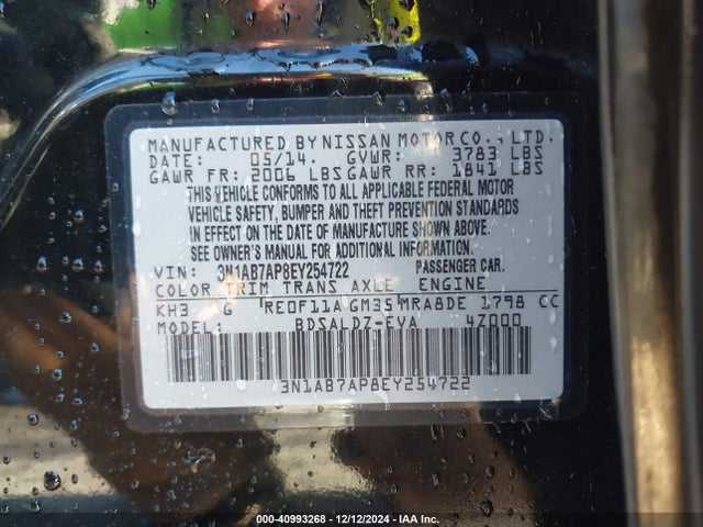Nissan SENTRA SV 2014 3N1AB7AP8EY254722 Image 9