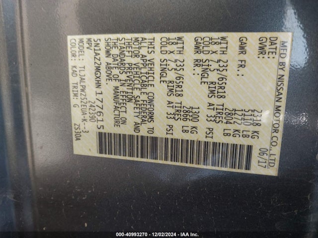 5N1AZ2MGXHN177615 Nissan 2017