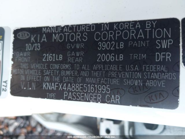 KNAFX4A88E5161995 KIA FORTE EX