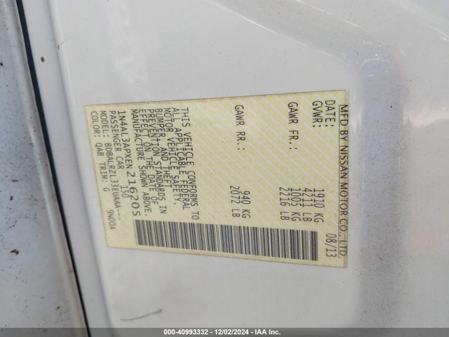 1N4AL3APXEN216205 Nissan Altima 2.5 S