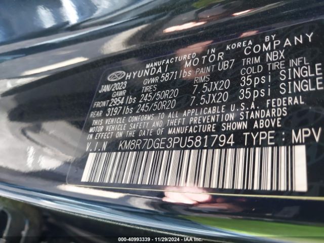 KM8R7DGE3PU581794 Hyundai Palisade Calligraphy