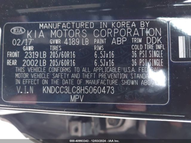 KNDCC3LC8H5060473 KIA NIRO EX