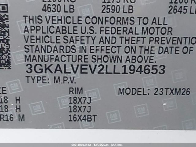 3GKALVEV2LL194653 GMC Terrain Awd Slt