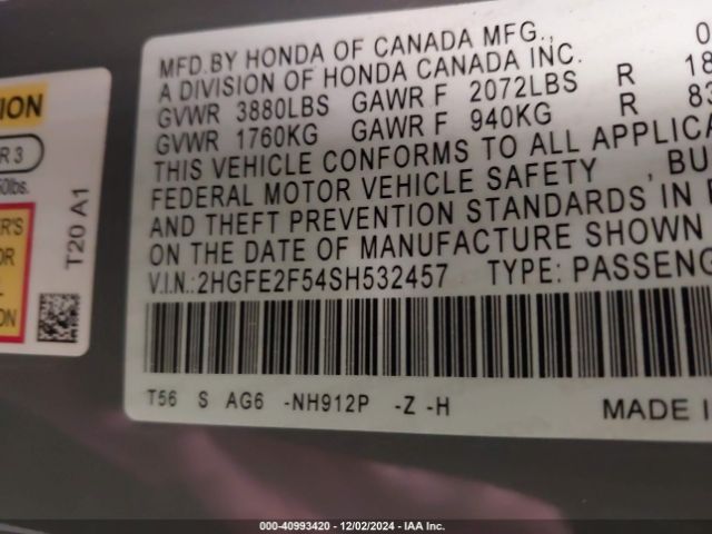 2HGFE2F54SH532457 Honda Civic Sport