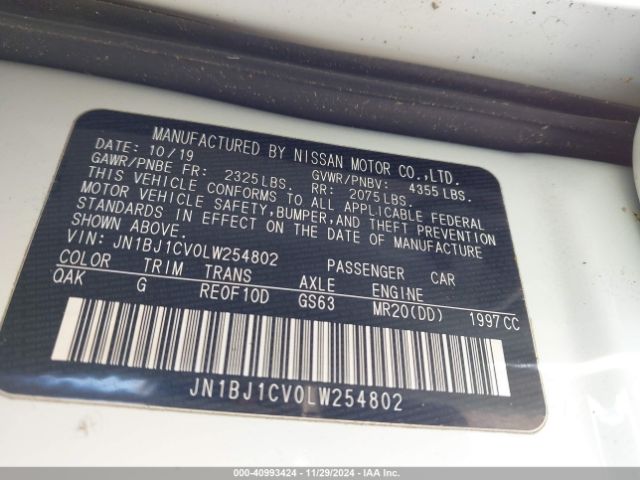JN1BJ1CV0LW254802 Nissan Rogue Sport S Fwd Xtronic Cvt