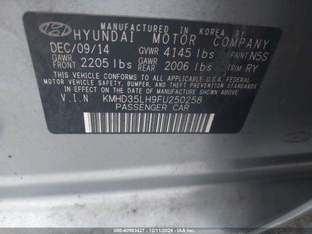 KMHD35LH9FU250258 Hyundai ELANTRA GT