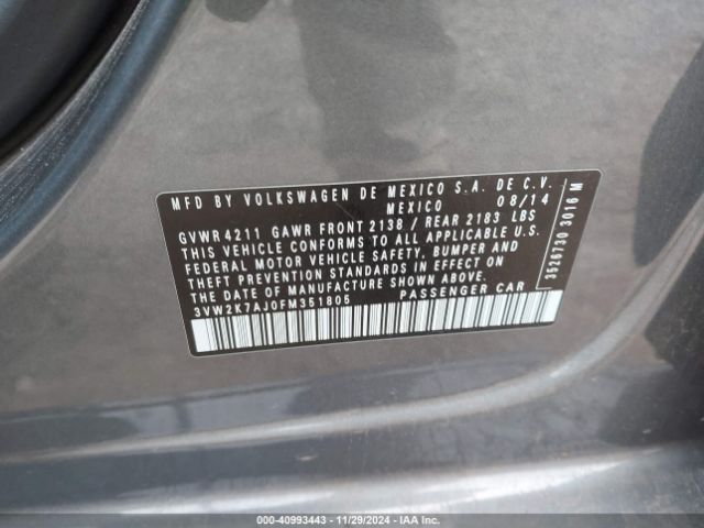 3VW2K7AJ0FM351805 Volkswagen Jetta 2.0l S