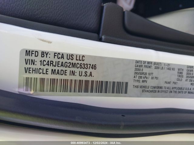1C4RJEAG2MC633746 Jeep Grand Cherokee Laredo X 4x2