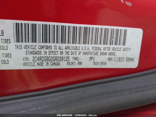 2C4RDGBG2GR220125 Dodge Grand Caravan Se Plus