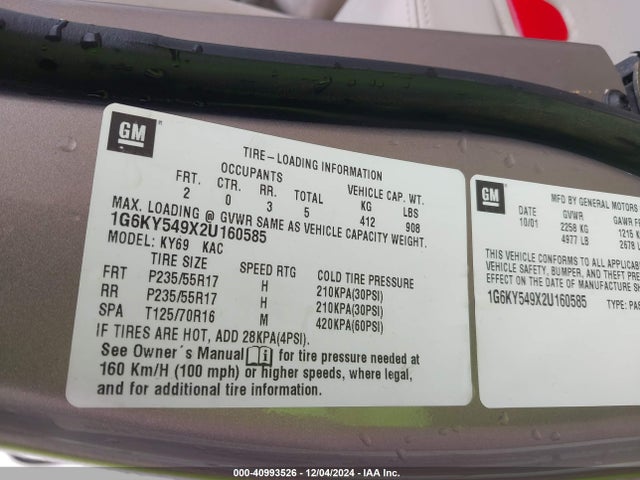 2002 CADILLAC SEVILLE 1G6KY549X2U160585 Photo 8
