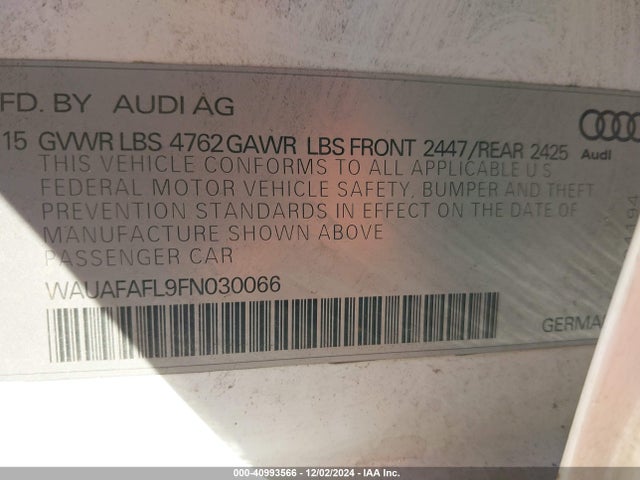 WAUAFAFL9FN030066 Audi A4 2.0t Premium