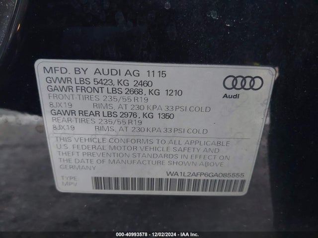 Audi Q5 2.0t Premium 2016 WA1L2AFP6GA085555 Image 9
