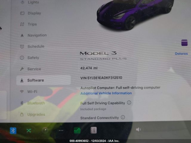 5YJ3E1EA0KF312510 Tesla Model 3 Long Range/mid Range/standard Range/standard Range Plus