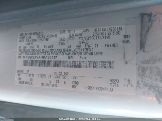 1FTBW2XVXHKA30417 Ford Transit-350
