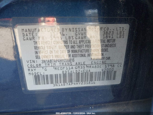 Nissan SENTRA SV 2017 3N1AB7AP4HY235816 Image 9