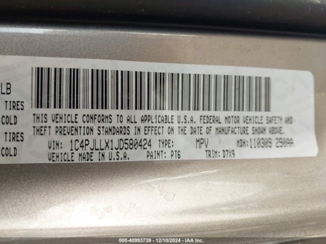 1C4PJLLX1JD580424 Jeep Cherokee Latitude Plus Fwd