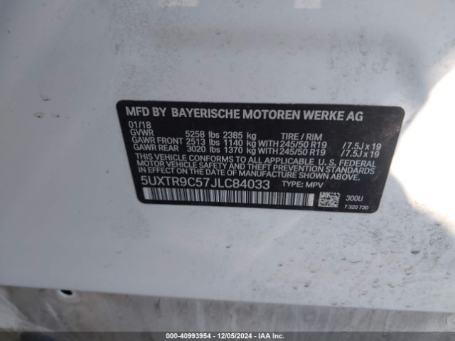 5UXTR9C57JLC84033 BMW X3 Xdrive30i