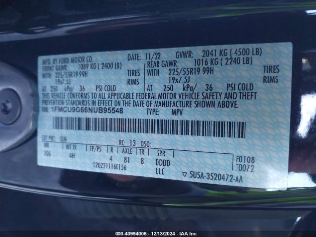 2022 FORD ESCAPE 1FMCU9G66NUB95548 Photo 8