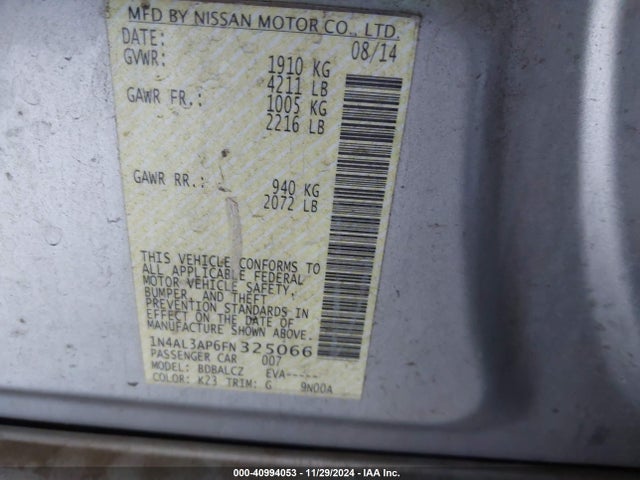 Nissan Altima 2015 1N4AL3AP6FN325066 Image 21