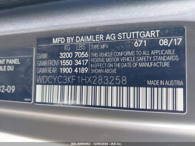 WDCYC3KF1HX283258 Mercedes-Benz G 550 4matic