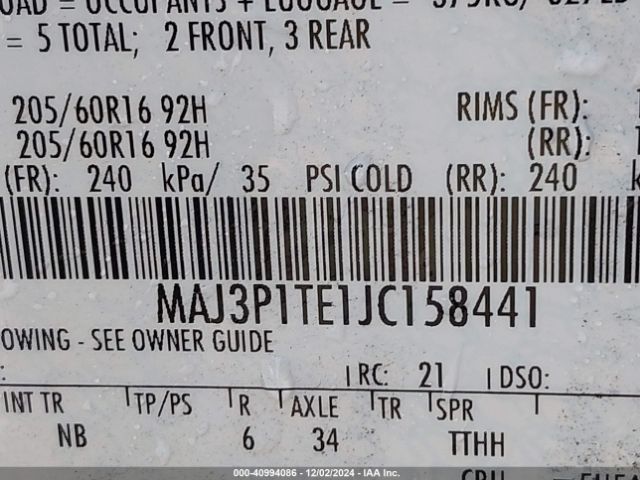 MAJ3P1TE1JC158441 Ford Ecosport Se