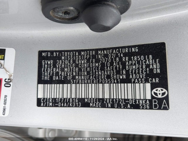 Toyota Corolla Le Plus 2014 5YFBURHE8EP095941 Image 9