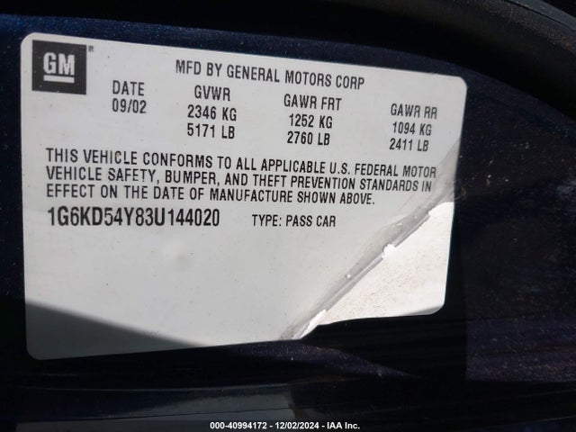 2003 CADILLAC DEVILLE 1G6KD54Y83U144020 Photo 8