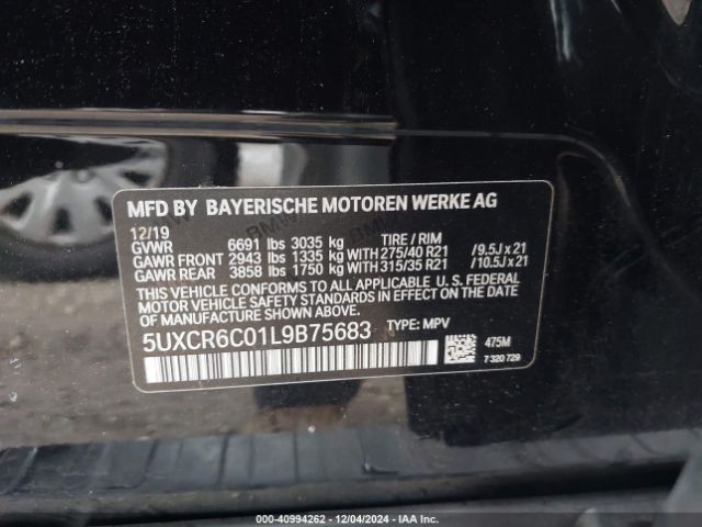 5UXCR6C01L9B75683 BMW X5 Xdrive40i